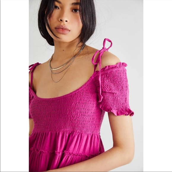 NWOT Free People Happy With You Mini Dress in Azalea - Picture 3 of 6